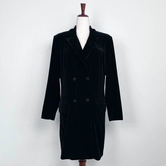 Express Jackets & Coats Express Black Velvet Double Breasted Long Coat Poshmark